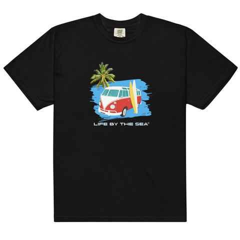 Retro Life by the Sea Men’s garment-dyed heavyweight t-shirt (dark)