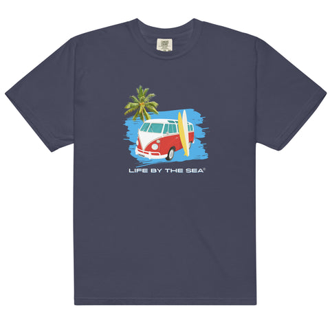 Retro Life by the Sea Men’s garment-dyed heavyweight t-shirt (dark)